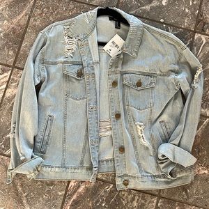 Distressed jean jacket